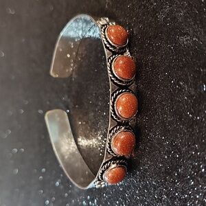 Goldstone Silver Plated Cuff Bracelet